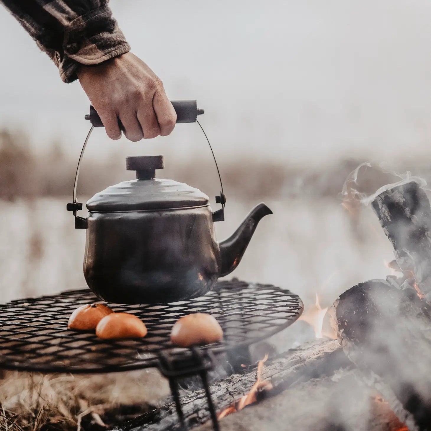 Barebones Enamel Teapot Charcoal