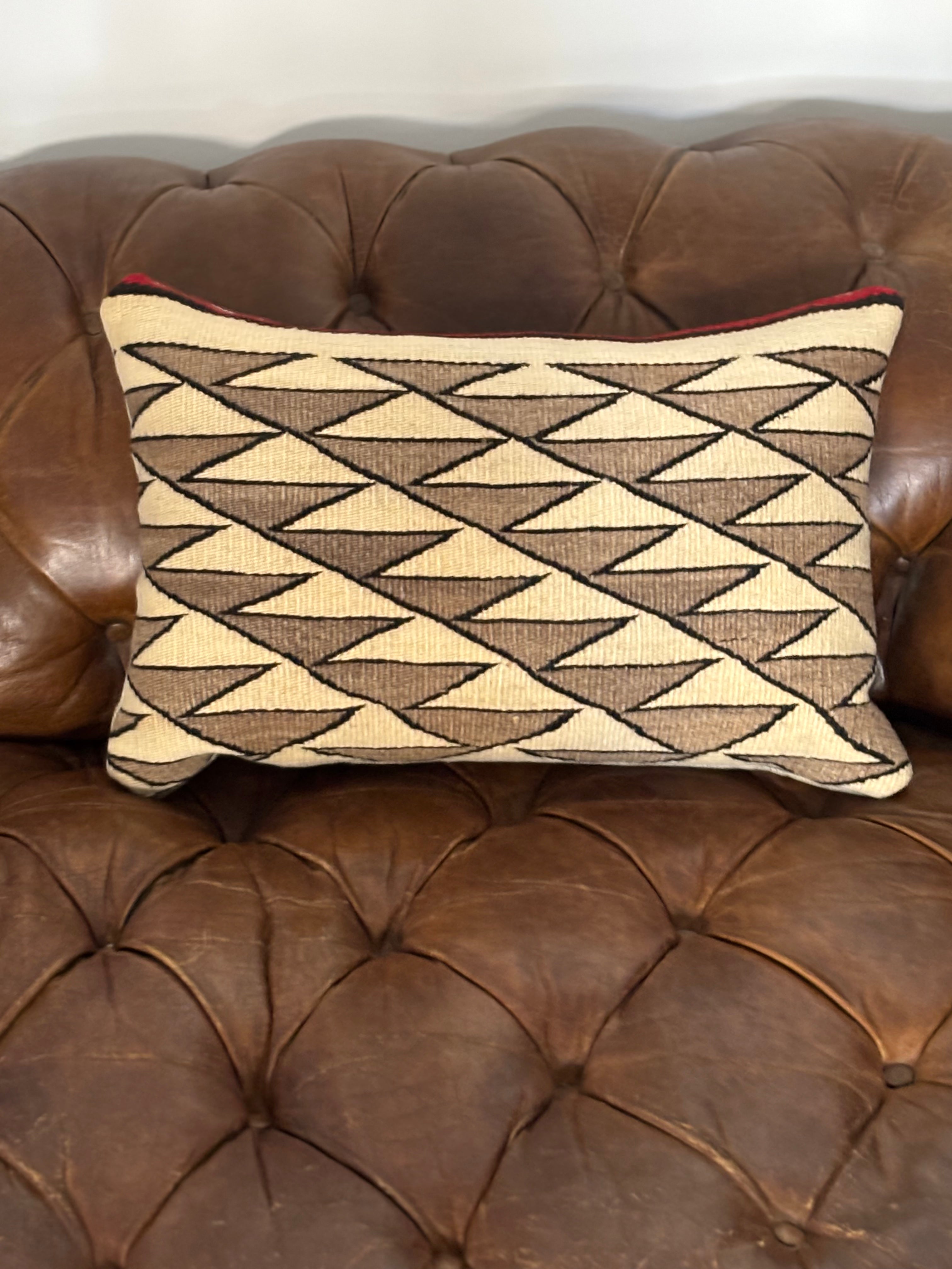 Vintage Navajo Rug Pillow | Geometric Diamonds