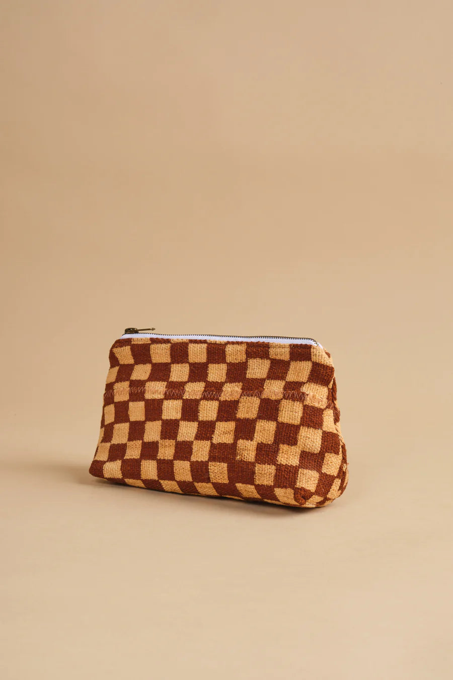 Checkered Cosmetic Bag | Rust